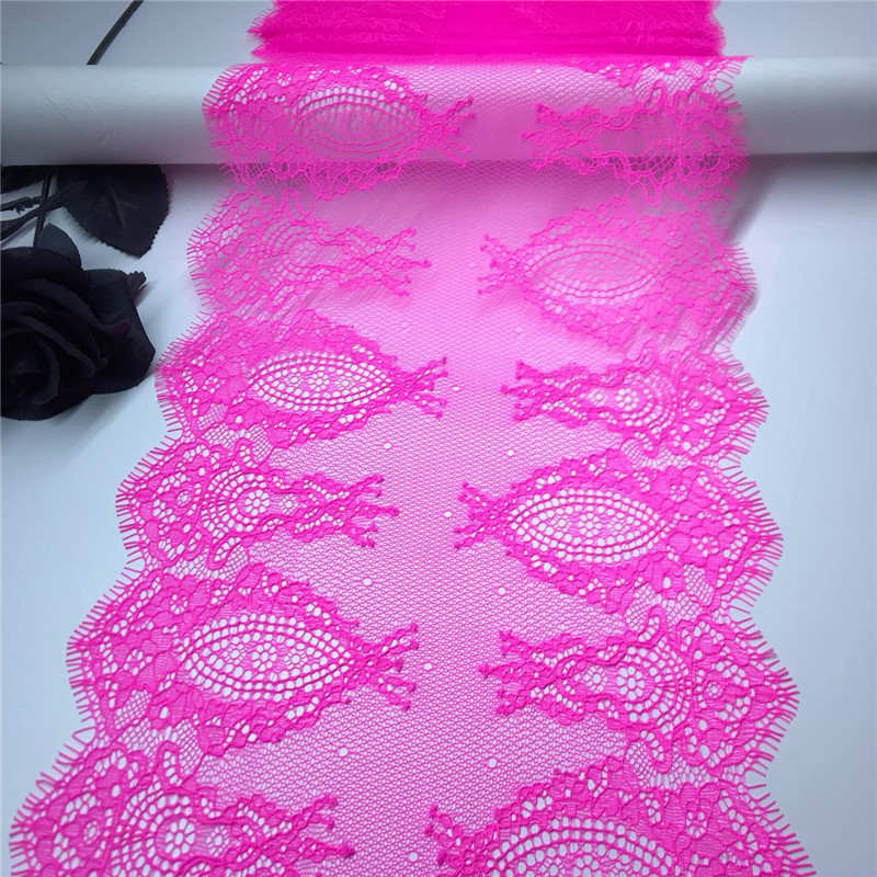 Embroidery Workshop - Fluorescencyjna różowa koronka do rzęs Haftowane