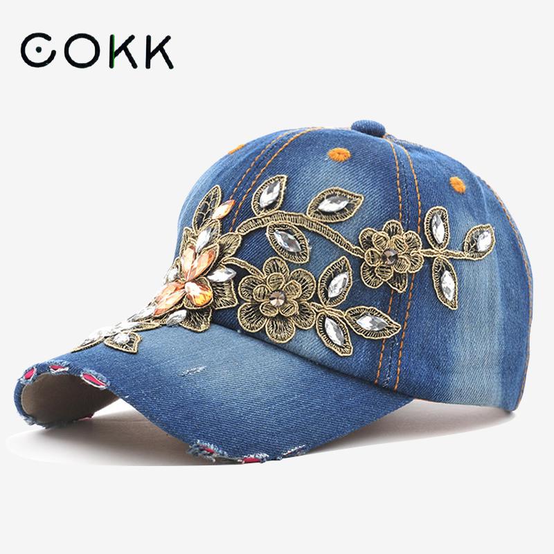 Embroidery On Jeans - COKK damska czapka z daszkiem diamentowe