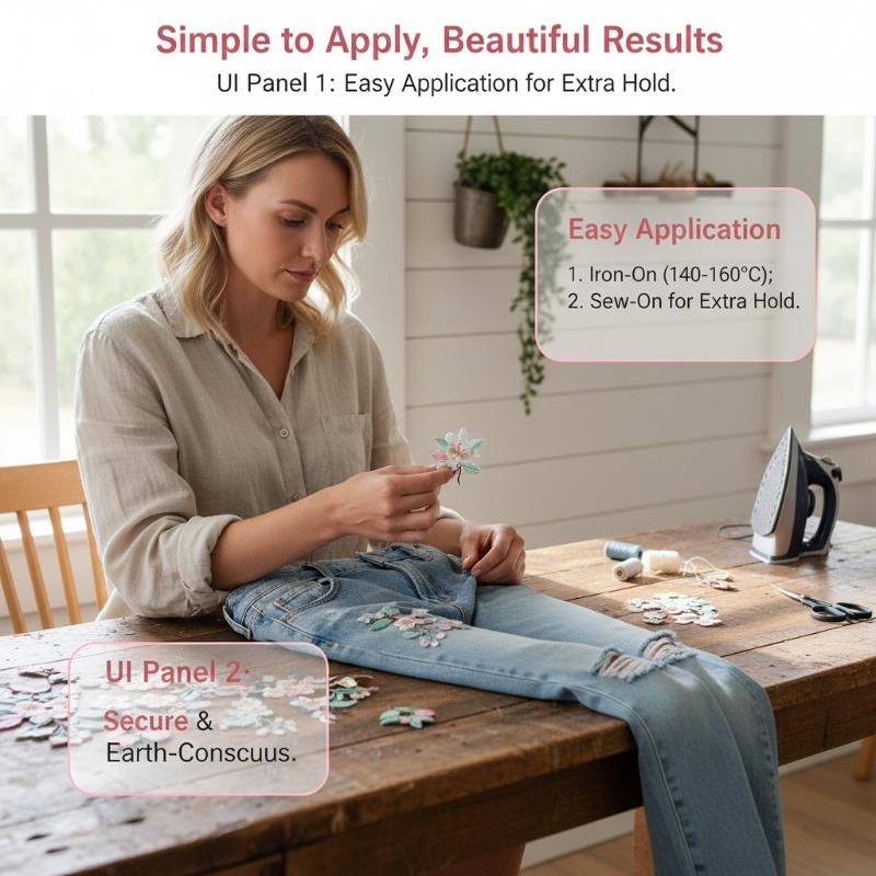 Embroidery On Jeans - 1 szt. Naszywka z kwiatowym haftem