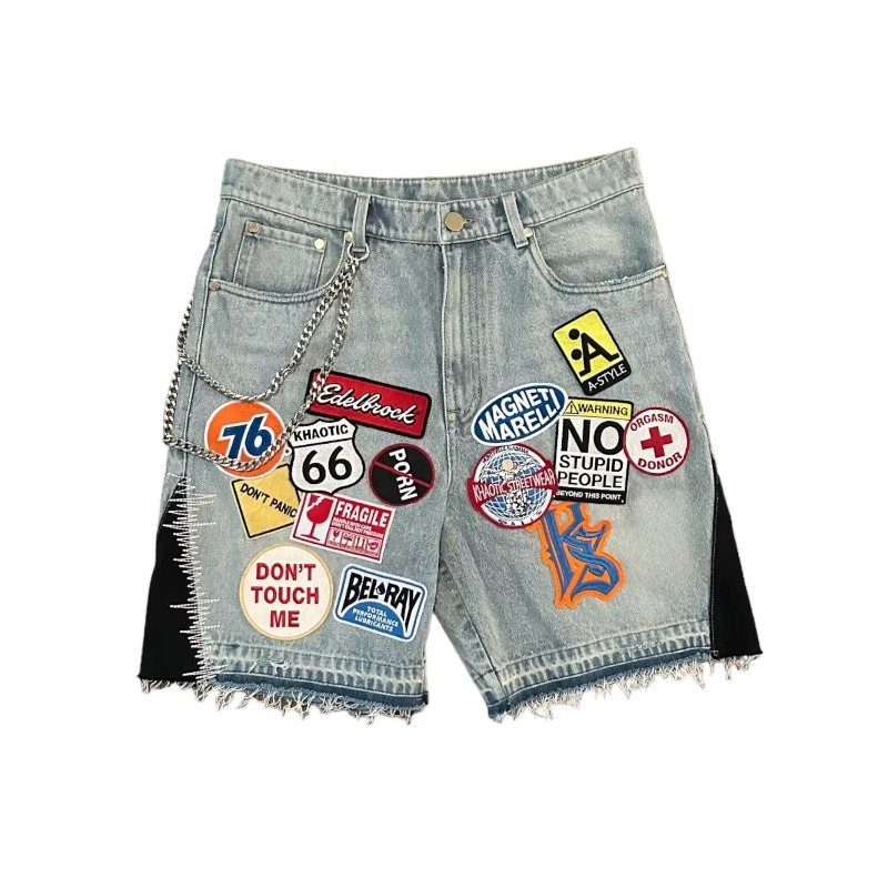 Embroidery On Jeans - Amerykańskie szorty jeansowe w stylu retro