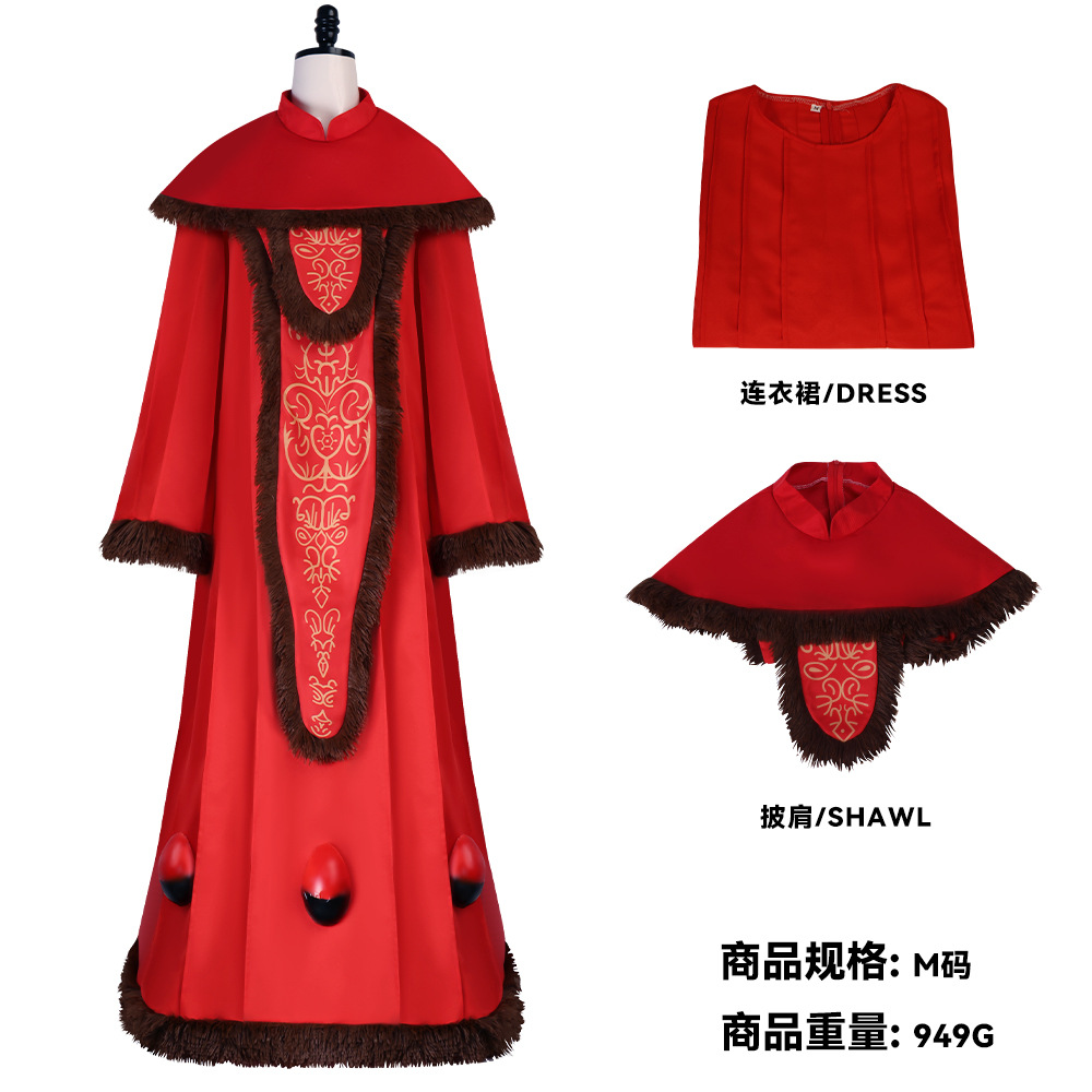 Embroidery Dress - Damski retro czerwony szlafrok z haftem