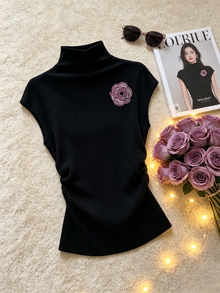 Elegancka czarna koszulka bez  – Embroidery Tshirt recenzja i cena