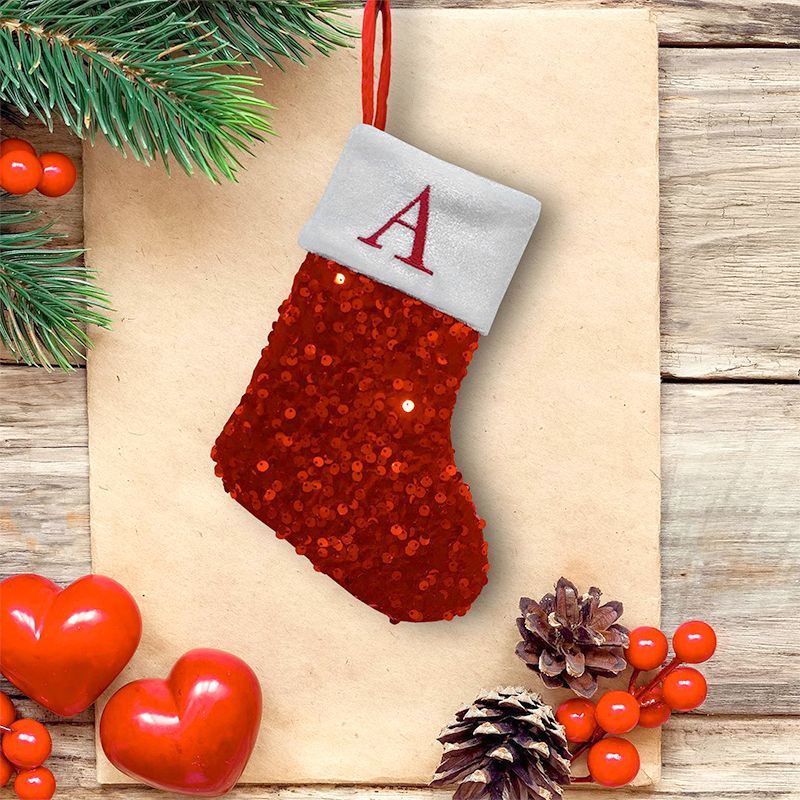 Czerwona cekinowa skarpeta świ – Embroidery Xmas Ornaments recenzja i cena