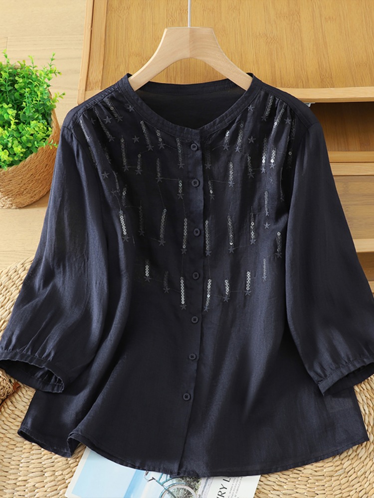 Retro Brokatowa Koszula Lniana – Embroidery Cardigan recenzja i cena