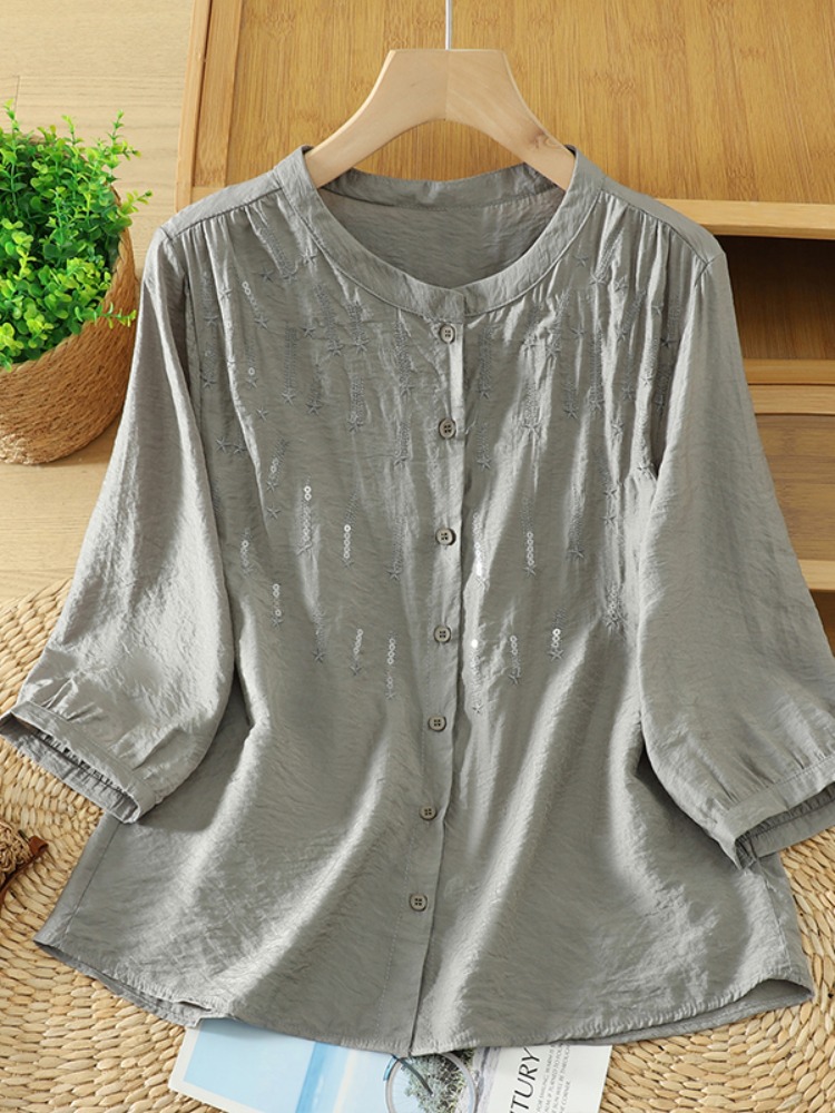 Retro Brokatowa Koszula Lniana – Embroidery Cardigan recenzja i cena