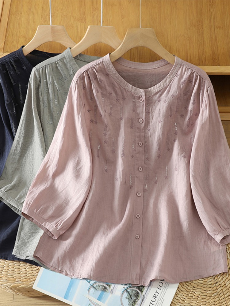 Retro Brokatowa Koszula Lniana – Embroidery Cardigan recenzja i cena