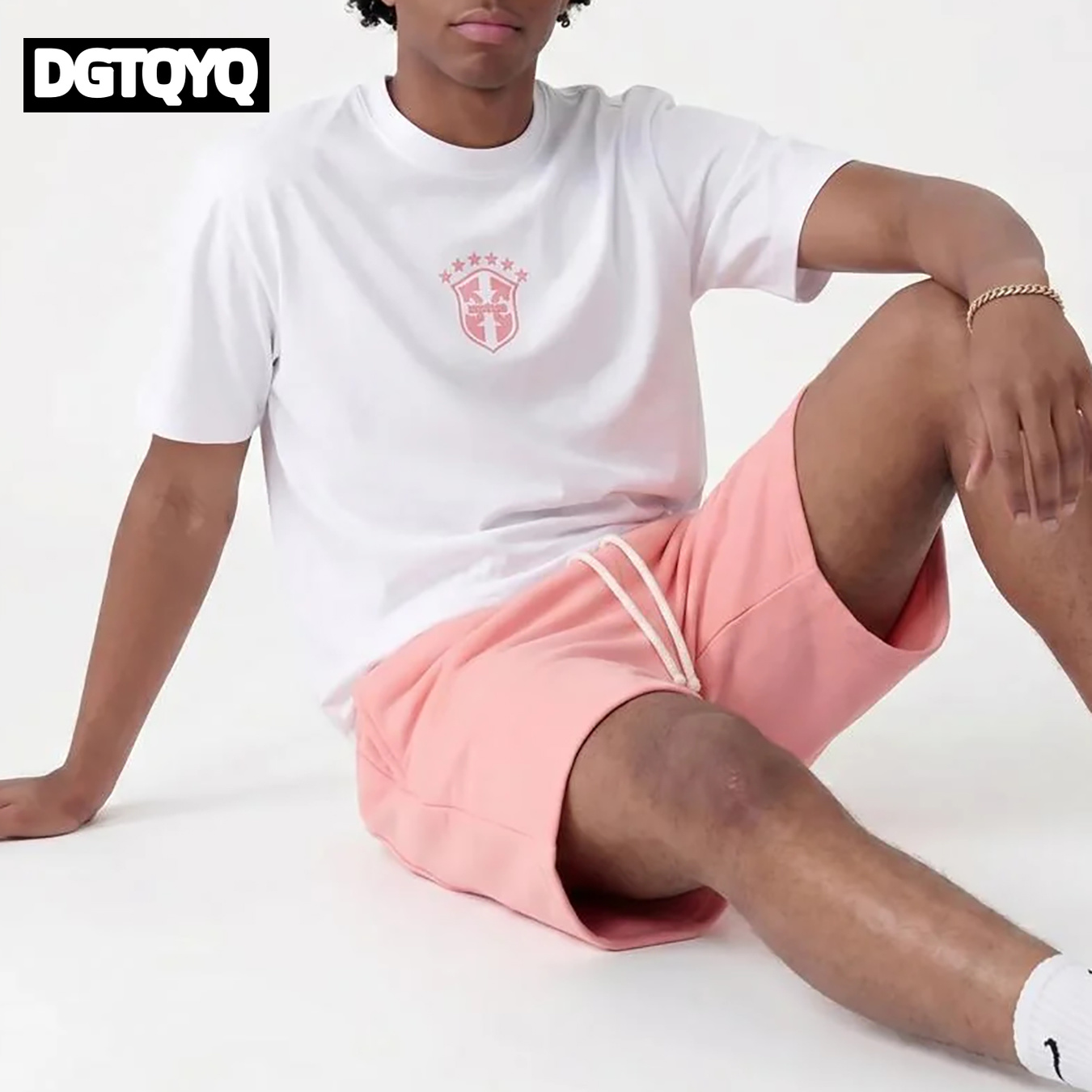 Męskie letnie nowe różowe haft – Embroidery Tshirt recenzja i cena