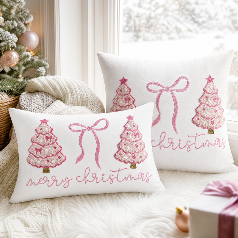 Eleganckie różowe świąteczne p – Embroidery Xmas Tree recenzja i cena