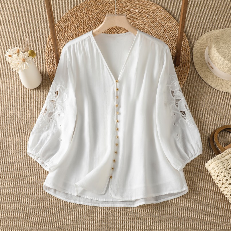 Damska luźna koszulka z bawełn – Embroidery Cardigan recenzja i cena